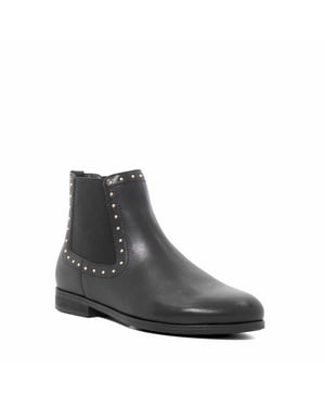 Dune Ladies Pudded - Leather Stud Detail Round Toe Ankle Boots
