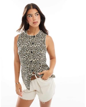 ASOS DESIGN knitted asymmetric waistcoat in leopard