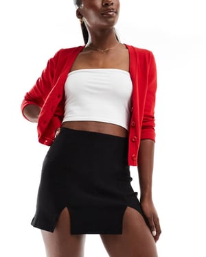 Miss Selfridge bengaline double split mini skort in black
