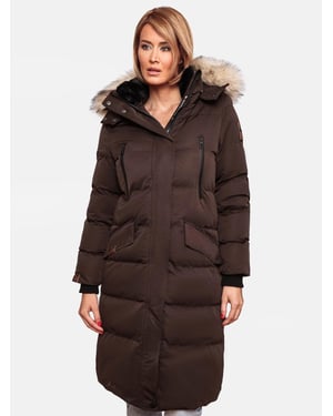 Marikoo dames winterjas – Schneesternchen, lang met capuchon & imitatiebontkraag