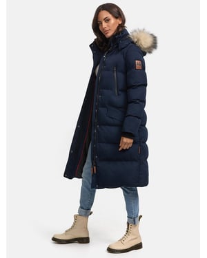 Marikoo dames winterjas – Schneesternchen, lang met capuchon & imitatiebontkraag