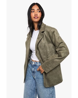 Boxy Oversized Faux Suede Blazer