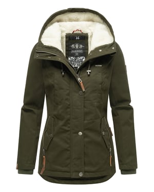 Marikoo dames winterjas met teddyfleece voering & capuchon