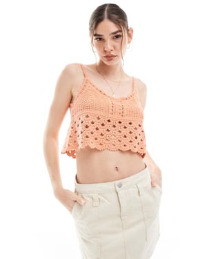 Vila crochet cami crop top in apricot