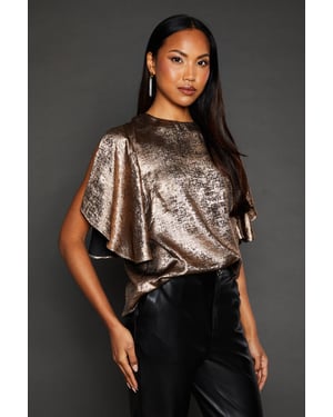 Sleeve Detail Metallic Top