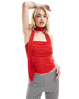 Extro & Vert tie neck bandeau top in red