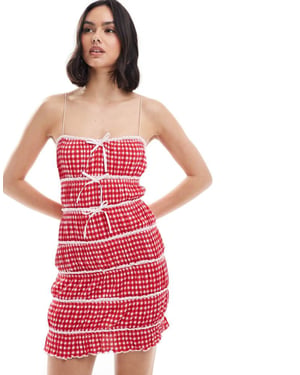 ASOS DESIGN cami strap with ruching mini dress in red gingham print