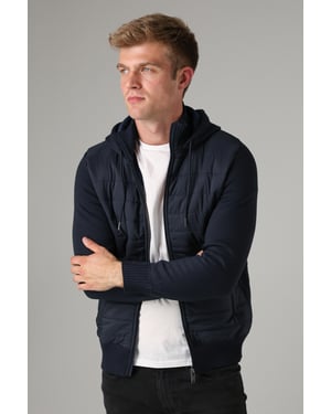 Blue Quilted Zip-Through Jacket With Drawstring Hood