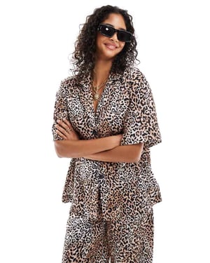 ASOS DESIGN revere shirt co-ord in animal print
