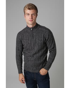 Charcoal Quarter Zip Rib Knit Jumper