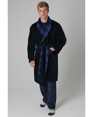 Dark Navy Plush Dressing Gown
