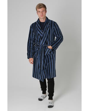Navy Plush Dressing Gown
