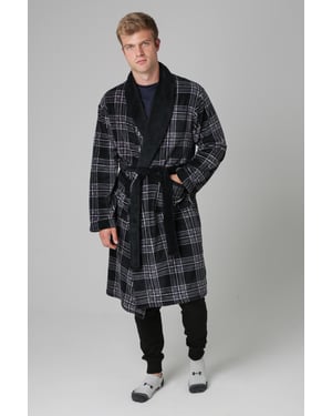 Black Plush Dressing Gown