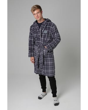 Grey Check Print Dressing Gown