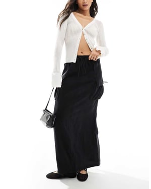 ASOS DESIGN cargo maxi skirt in black