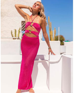 South Beach x Misha Grimes sequin knit maxi beach skirt in pink