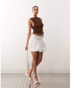 Motel kiyowo ruffle cotton mini skirt in white