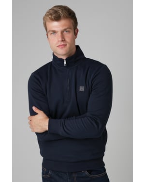 Dark Navy Cotton Blend Quarter Zip Sweatshirt
