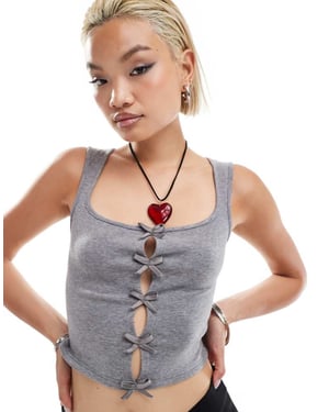 Motel vonnie bow detail knitted vest in grey