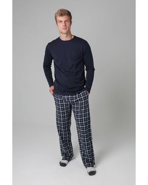 Dark Navy Cotton Long Sleeve Pyjama Set