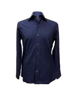 Tom Ford Long Sleeve Shirt in Navy Blue Cotton