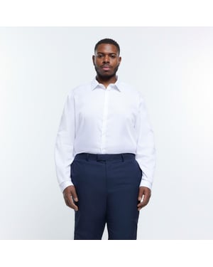 River Island Mens Egyptian Shirt White Big & Tall Textured