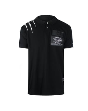 Plein Sport Scratched Shoulder Zwart Poloshirt