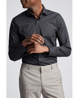 Slim Fit Poplin Single Cuff Cutaway Collar Shirt