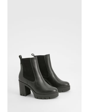 Wide Fit Textured Chunky Heeled Chelsea Boot