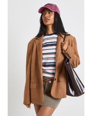 Faux Suede Oversized Blazer