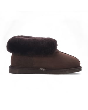Damskor i fårskinnsmocka, brun slip-on, vinterstövlar - Glacier