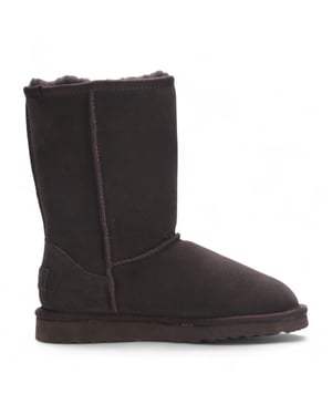 Damstövlar i äkta fårskinn, brun mocka, slip-on, vinterstövlar - Dusk