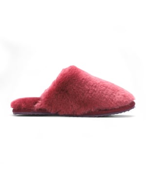 Women's Sheepskin Slippers Burgundy Warm Winter Fur Mule - Aurora
