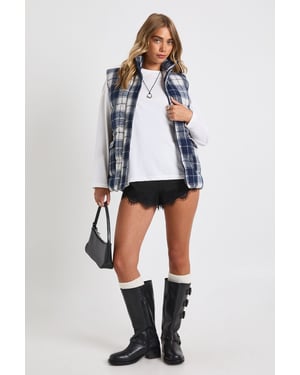 Check Puffer Oversized Gillet