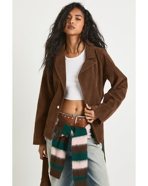 Short Belted Suede Trench Coat