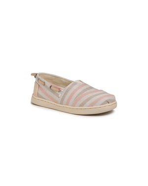 Toms Youth bimini stripe salmon woven trim synthetic