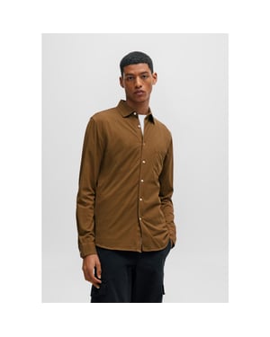 Men's Hugo Boss Garment-Dyed Slim-Fit Shirt in Green