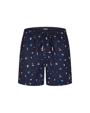Happy Shorts Heren zwemshort strand donkerblauw print