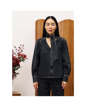 FRNCH Buds blouse knoopkraag denim