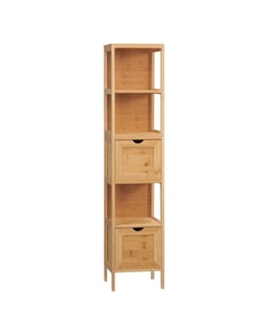4goodz Bamboe badkamerkast 2 lades en plank 30x30x90 cm -