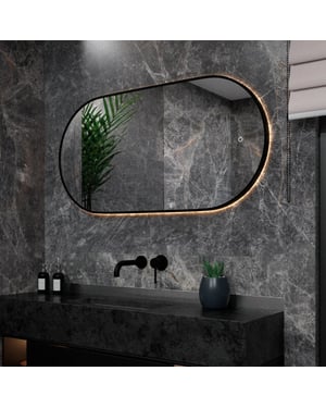 Mirlux Badkamerspiegel 120x60cm ovaal zwart frame