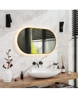 Mirlux Badkamerspiegel 90x50cm ovaal goud frame