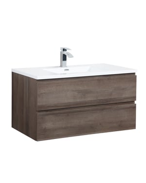 Badplaats Badkamermeubel set angela 100cm bruin badmeubel met wastafel