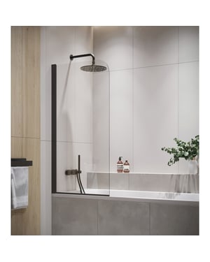 Badplaats Badwand torino 60 x 140 cm zwart badscherm draaibaar 5 mm dik -