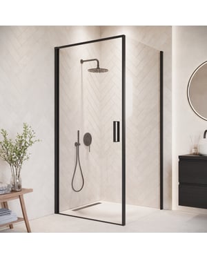 Badplaats Douchecabine alava 90 x 90 x 190cm zwart douchewand met draaideur