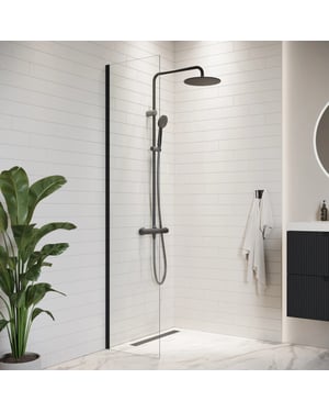 Badplaats Douchewand florida 40 x 200 cm zwart – inloopdouche 8 mm