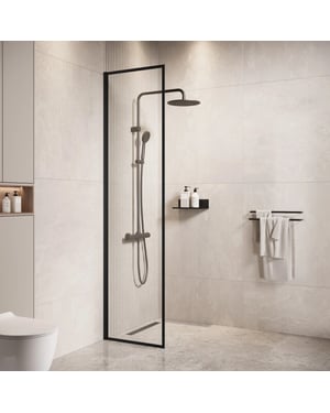 Badplaats Douchewand georgia 40 x 200 cm zwart – inloopdouche 8 mm
