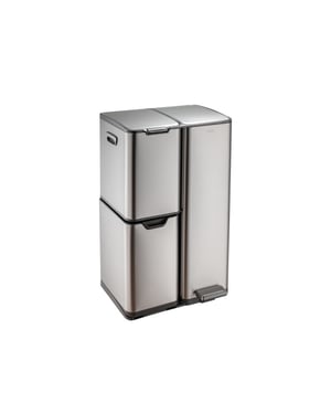 Luzzo ® ohio 60 ltr afvalscheidingsprullenbak metal grey – pedaalemmer met soft