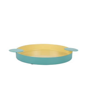 Present Time dienblad double funky large turquoise blue & soft yellow