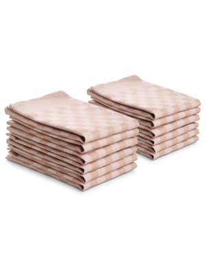 DoubleDry Theedoeken set 12 stuks 50x70 cm 100% katoen blokpatroon -